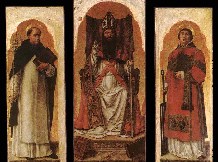 Bartolomeo Vivarini Sts Dominic, Augustin, and Lawrence Sweden oil painting art